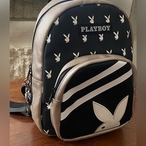 Official Playboy Chic Black,Silver and White small Backpack.